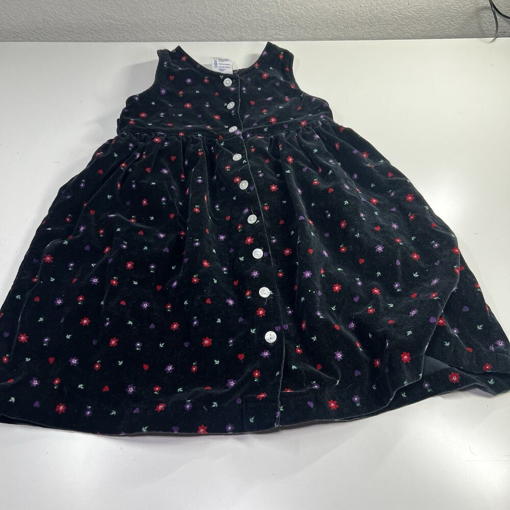VTG Oshkosh USA Floral Flower Dress Jumper 100% Cotton Girls Size 6